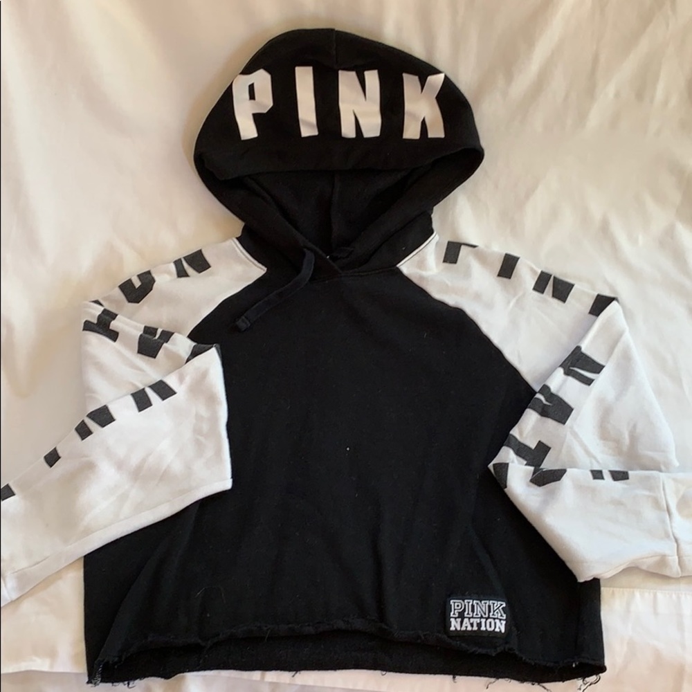 Prink Cropped black and white Hoodie Sz S